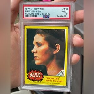 1977 Star Wars #180 Princess Leia Organa Honors Victors Carrie Fisher PSA 9